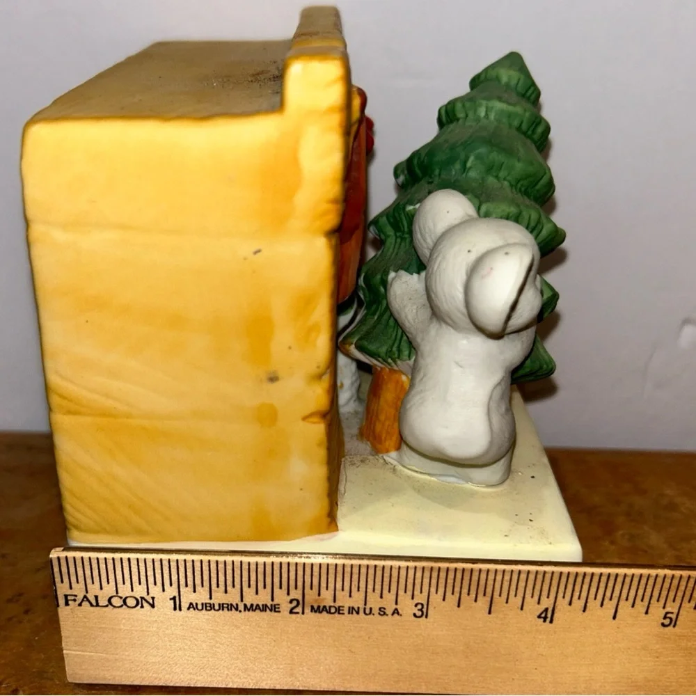 House of Lloyd Yuletide Mice Musical Figurine Music Box Light Christmas 1988 Vtg